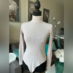 Boohoo Light Pink Turtleneck Sweater Bodysuit